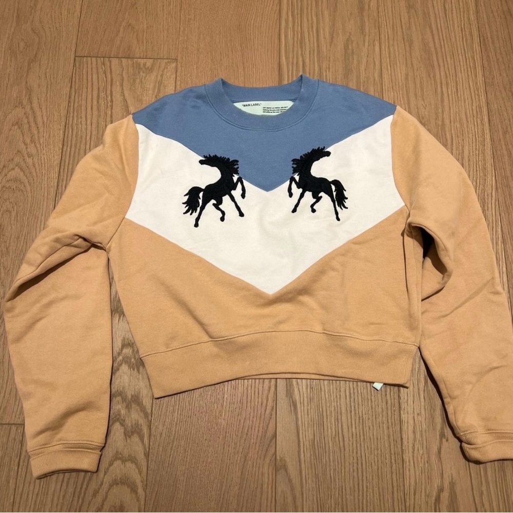 Off-White Horse sweatshirt blue and tan